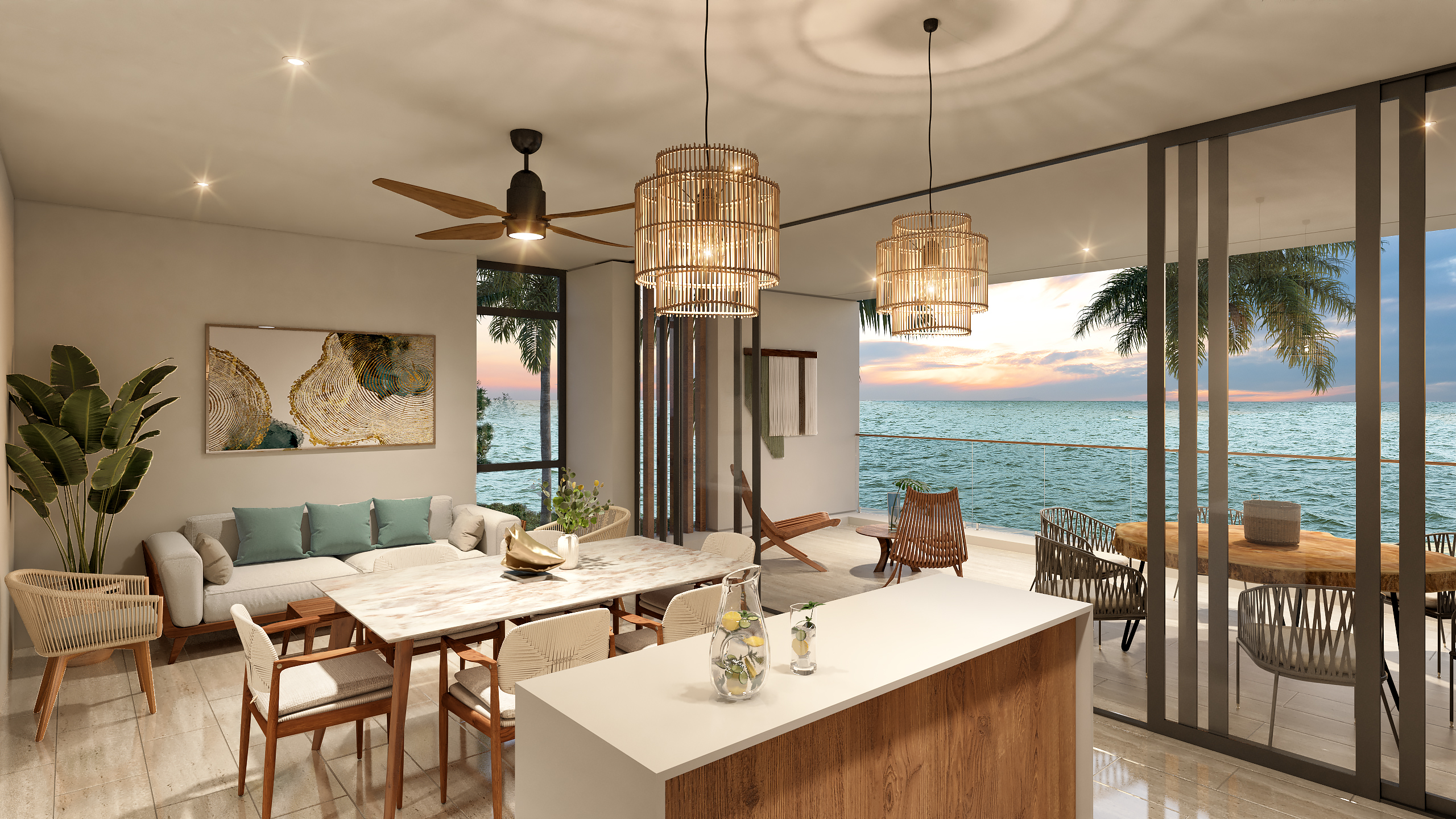 Luxury condo on the beach.